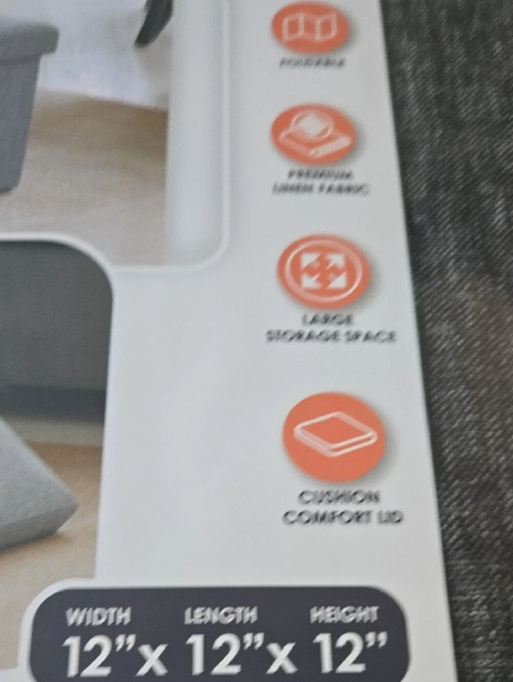 NWT Foldable Storage Ottoman - Gray